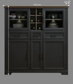Wohnen Highboards<143x150x42 Landhaus Highboard mit Flaschen Regal - Thumbs