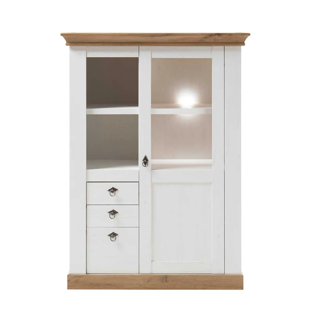 Wohnen Highboards|Vitrinen<102x139x44 Landhaus Highboard zweifarbig - Diatara I