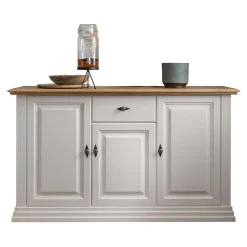 Wohnen Sideboards<157x91x45 Landhaus Kommode in Weiß & Eiche - Henry