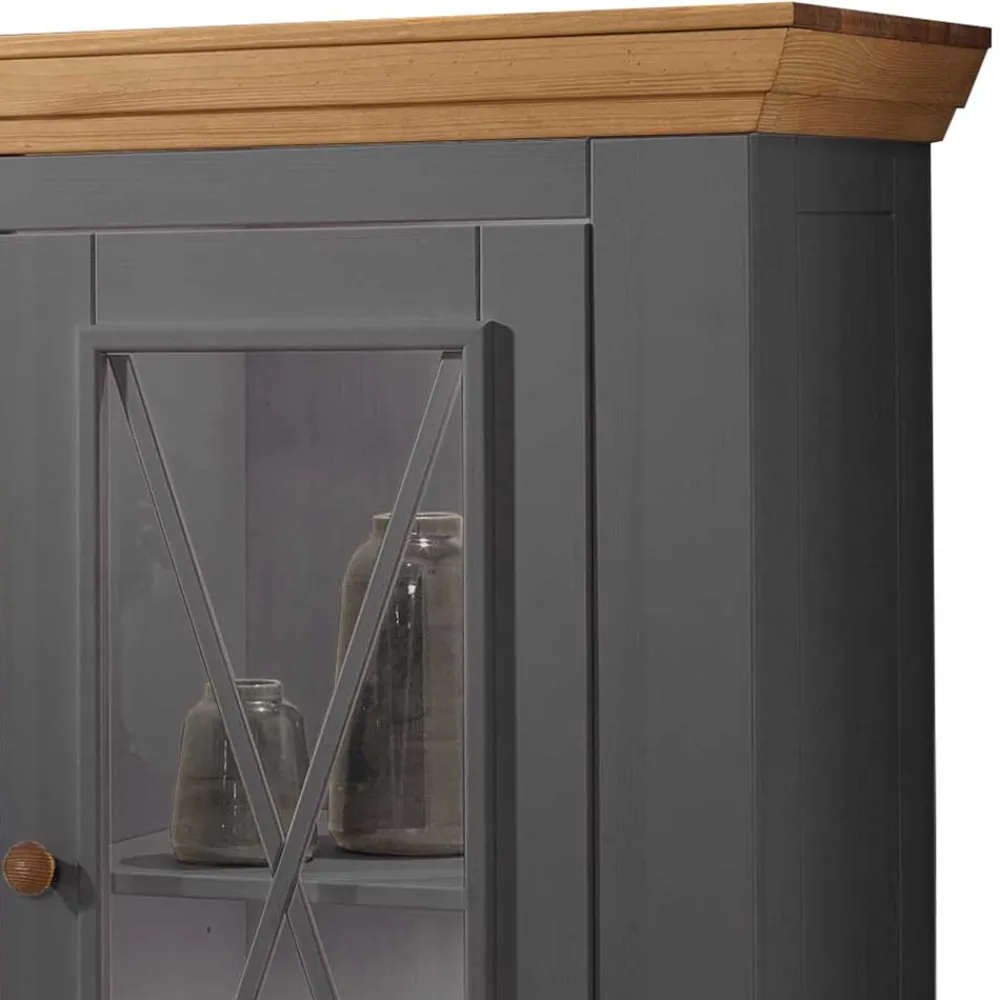Wohnen Highboards<108x152x42 Landhaus Schrank in Grau - Ustricia