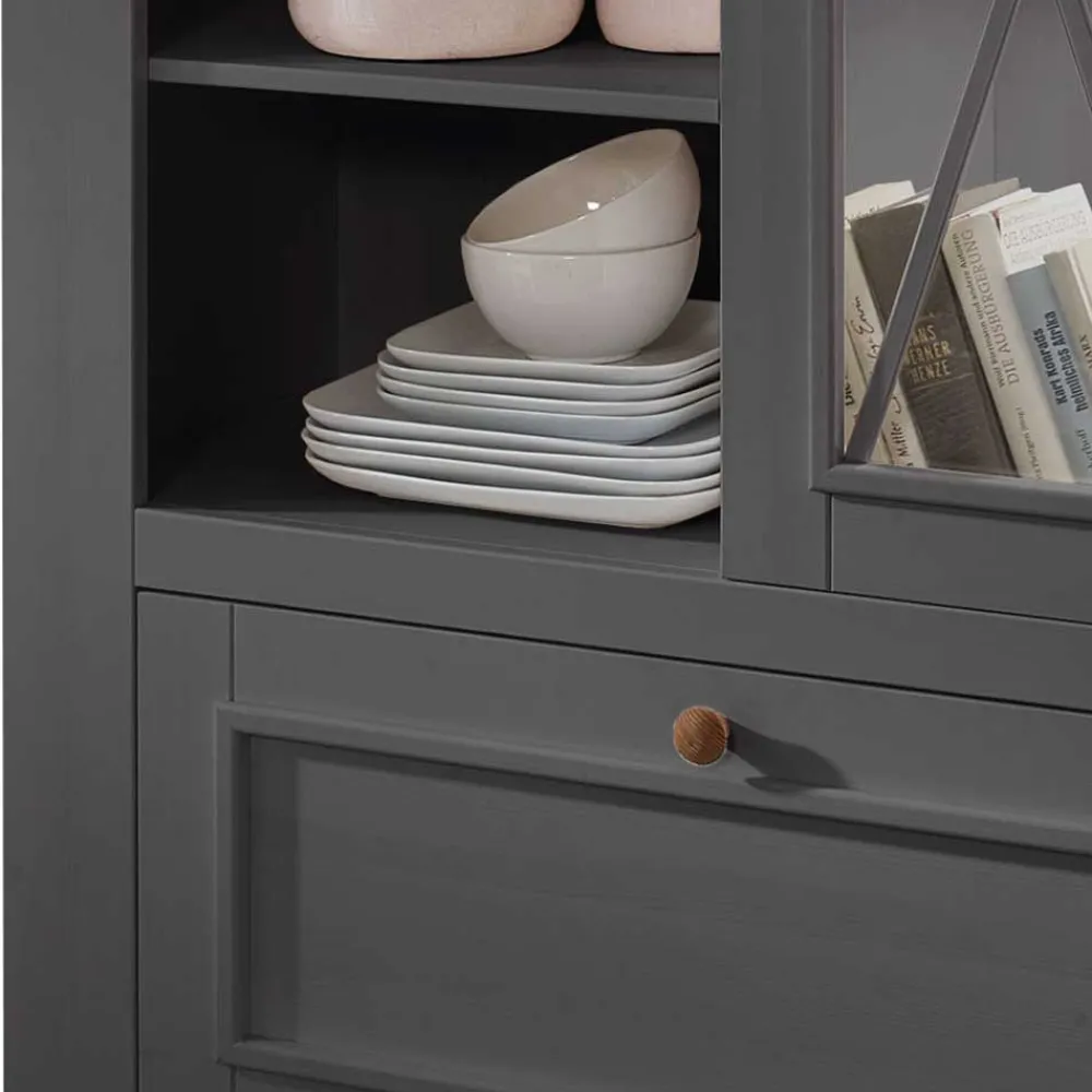 Wohnen Highboards<108x152x42 Landhaus Schrank in Grau - Ustricia