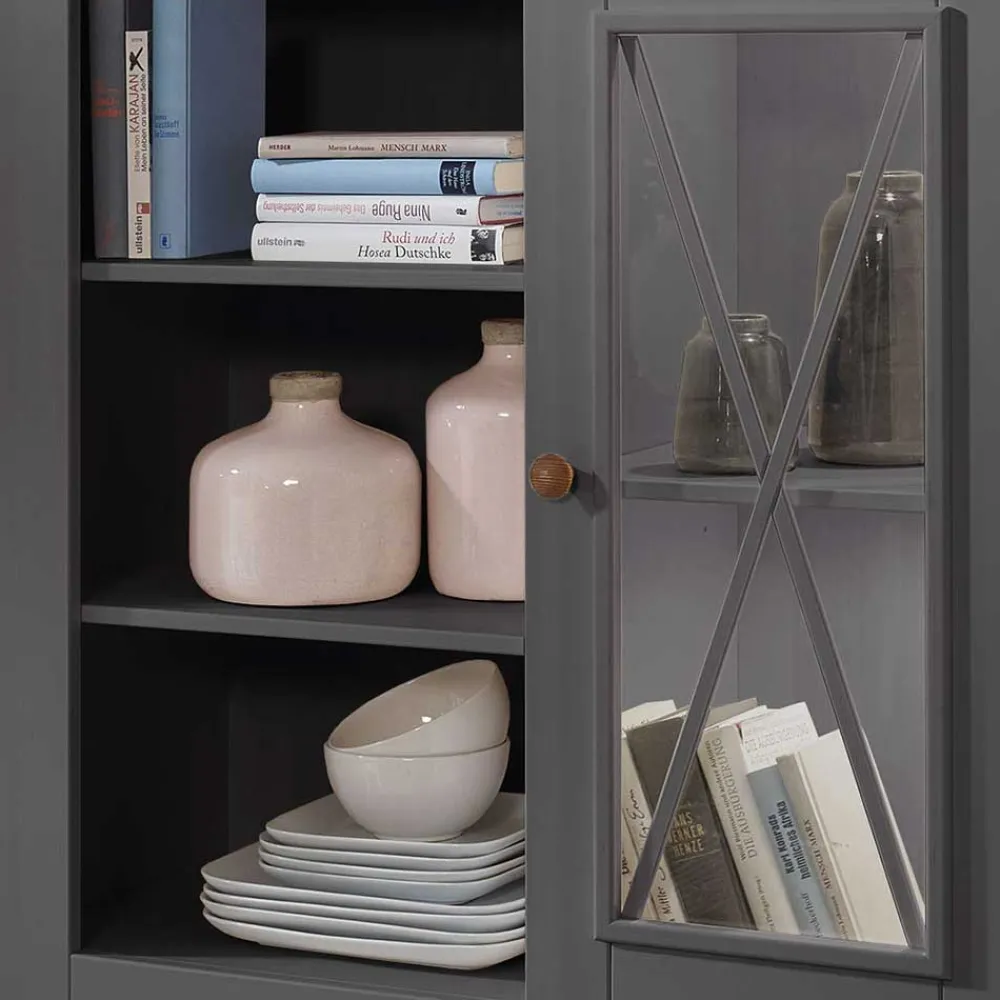 Wohnen Highboards<108x152x42 Landhaus Schrank in Grau - Ustricia