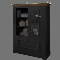 Wohnen Highboards<108x152x42 Landhaus Schrank in Grau - Ustricia