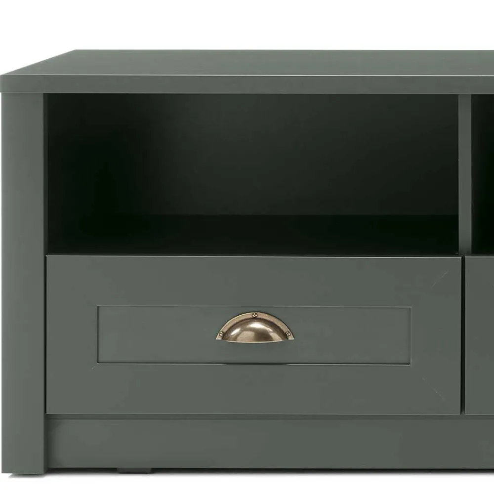 Wohnen Tv & Hifi-Möbel|Lowboards<158x47x43 Landhaus TV Board in Dunkelgrün - Niestov