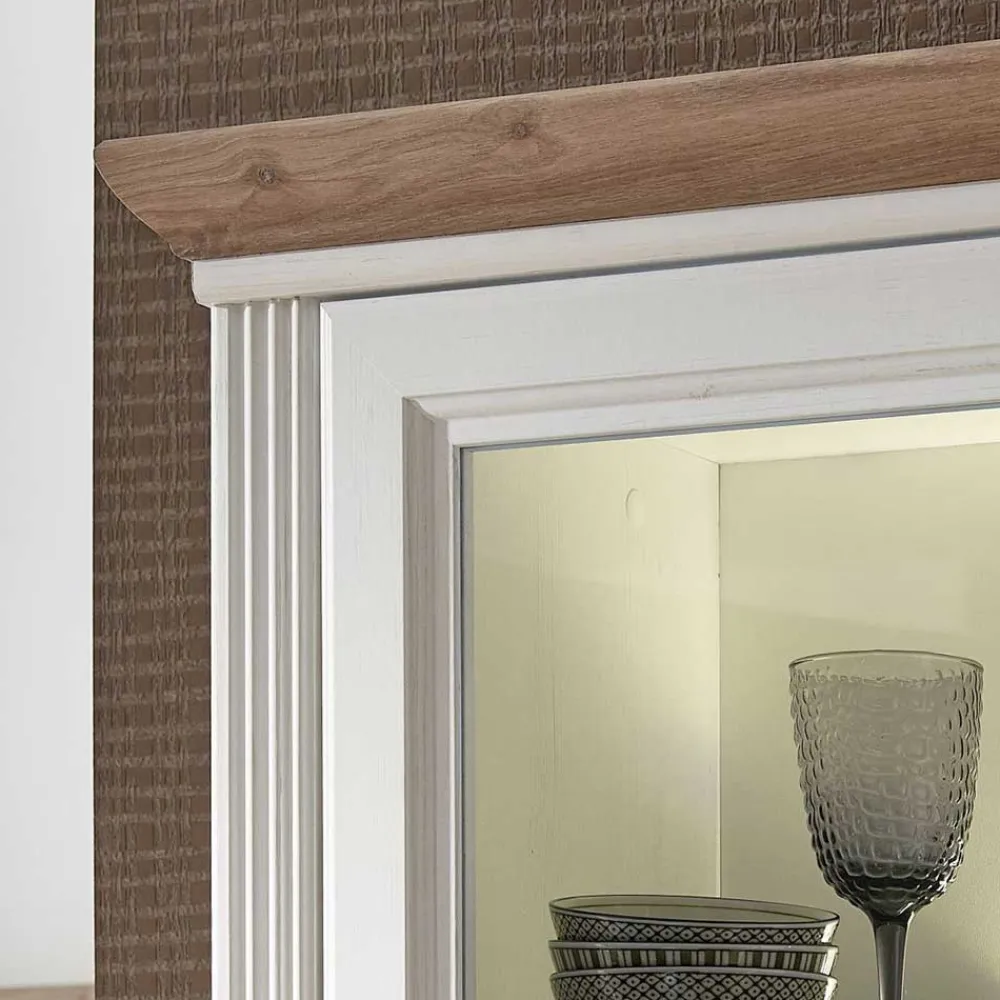 Wohnen Vitrinen<66x204x42 Landhaus Vitrine mit Licht - Sinolita