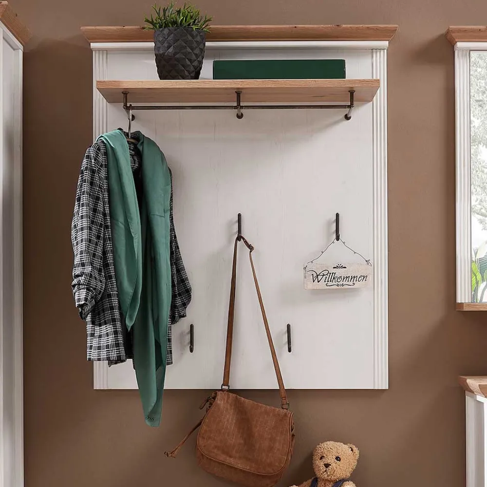 Wohnen Garderoben<93x107x30 Landhaus-Garderobe mit 5 Halen - Nurelcas