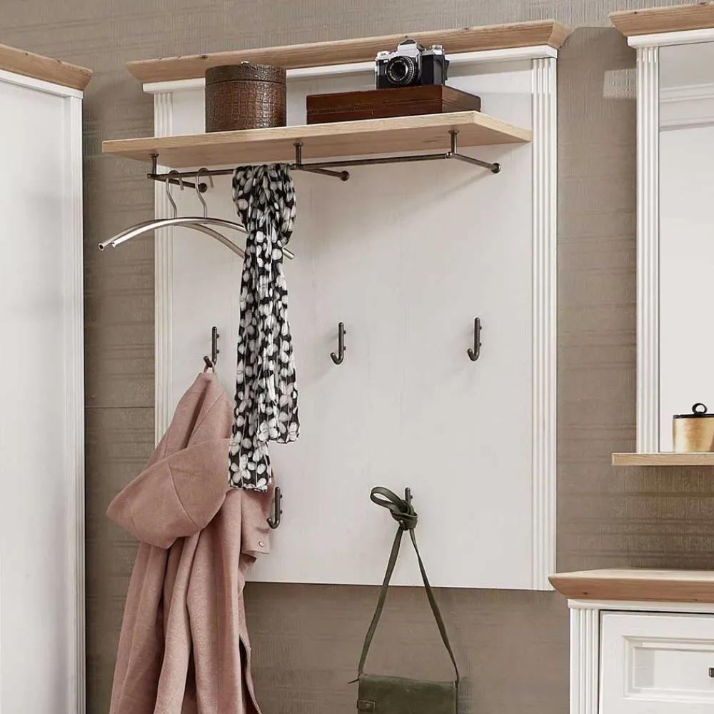 Wohnen Garderoben<93x107x30 Landhaus-Garderobe mit 5 Halen - Nurelcas