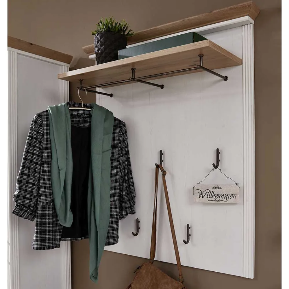 Wohnen Garderoben<93x107x30 Landhaus-Garderobe mit 5 Halen - Nurelcas
