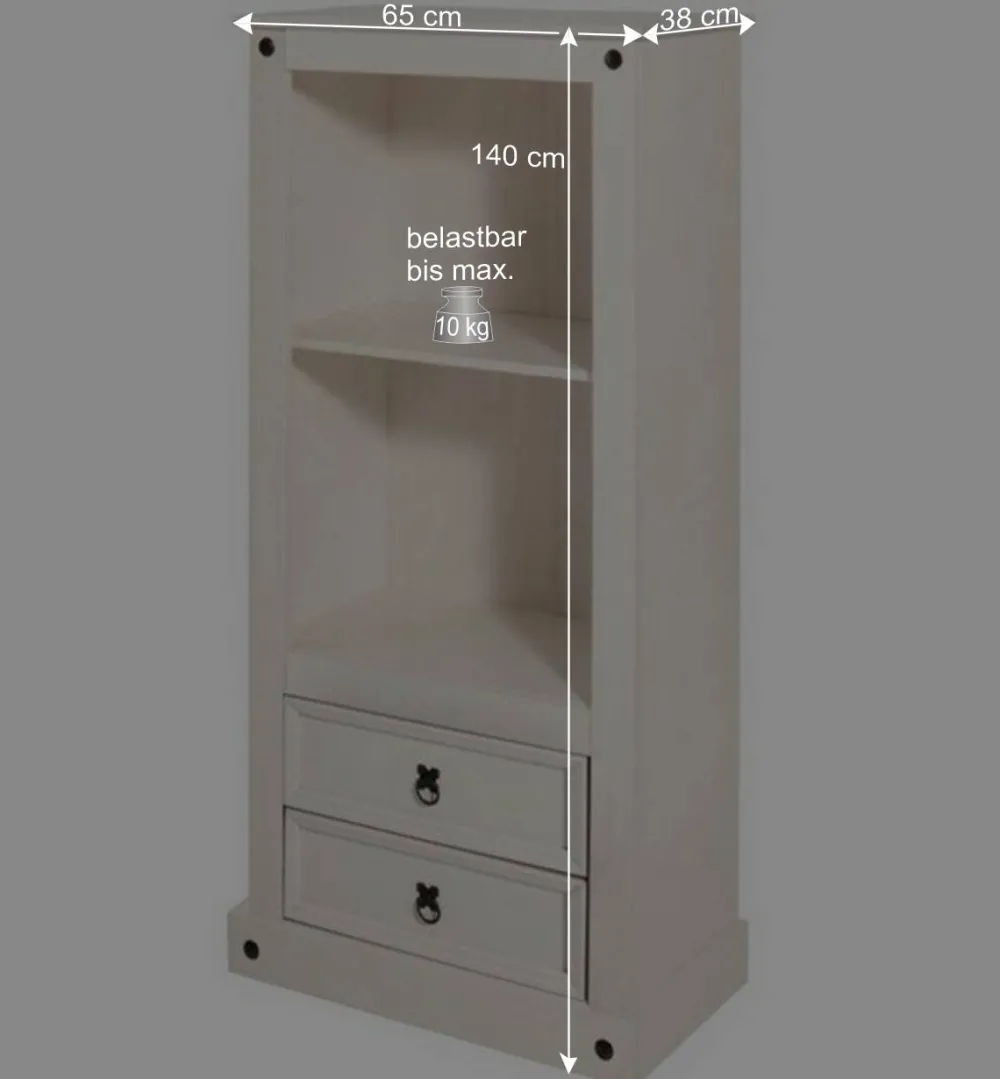 Wohnen Regale|Vitrinen<65x140x38 Landhausregal in Weiß - Henvic