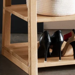 Wohnen Garderoben<85x190x60 Massivholz Garderobenständer aus Eiche - Acneza