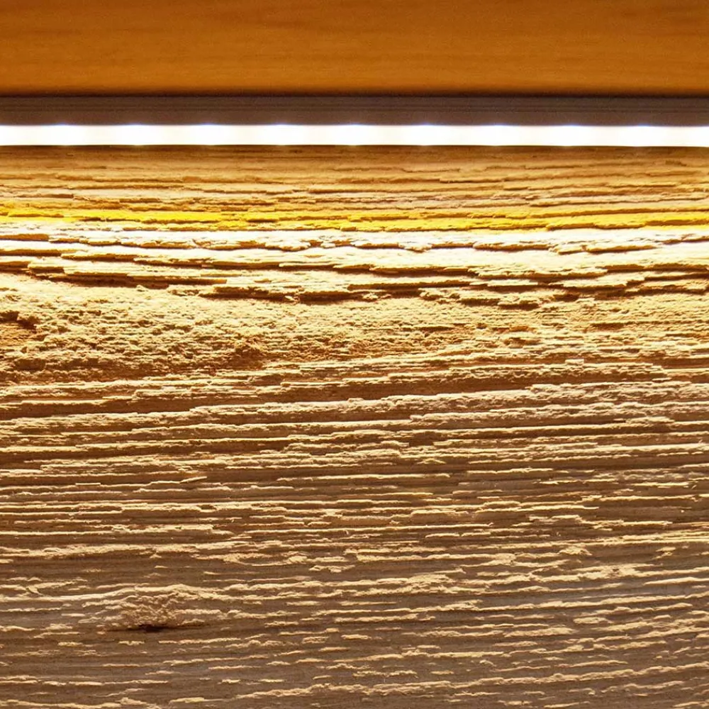 Wohnen Vitrinen<63x152x44 Massivholz Highboard mit LED Licht - Acmida