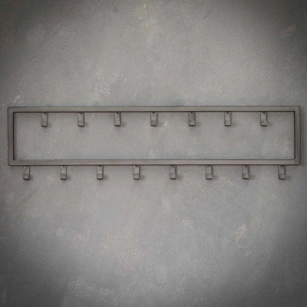 Wohnen Garderoben<80x20x4 Metall Wandgarderobe mit 15 Kleiderhaken - Vinkoja
