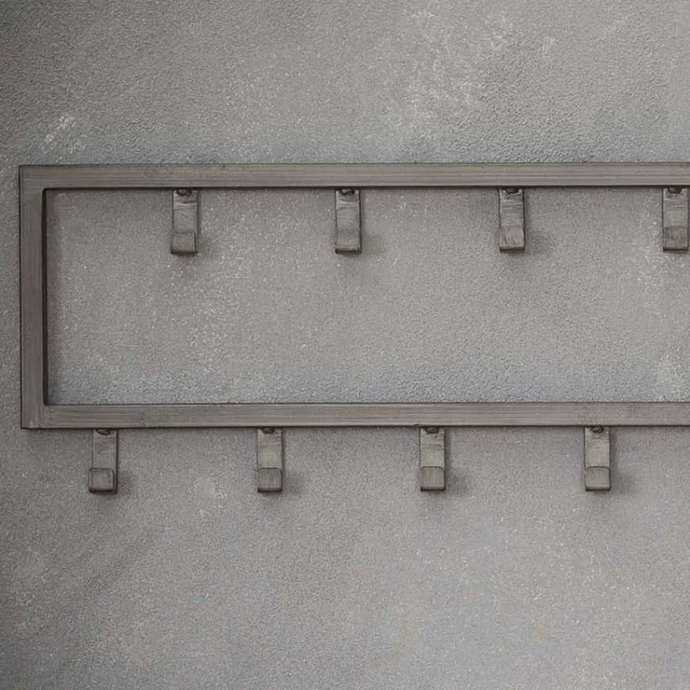 Wohnen Garderoben<80x20x4 Metall Wandgarderobe mit 15 Kleiderhaken - Vinkoja