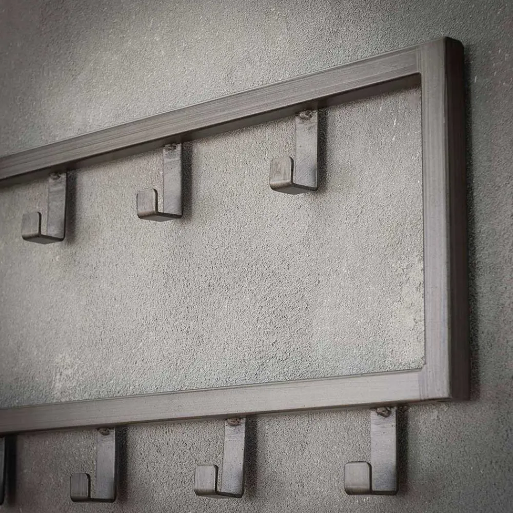 Wohnen Garderoben<80x20x4 Metall Wandgarderobe mit 15 Kleiderhaken - Vinkoja