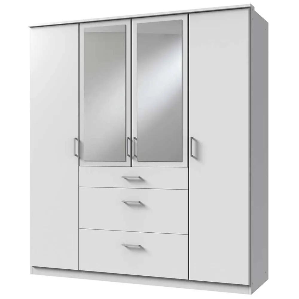 Wohnen Kleiderschränke<179x199x58 Moderner Kleiderschrank in Weiß mit Spiegeln - Cador