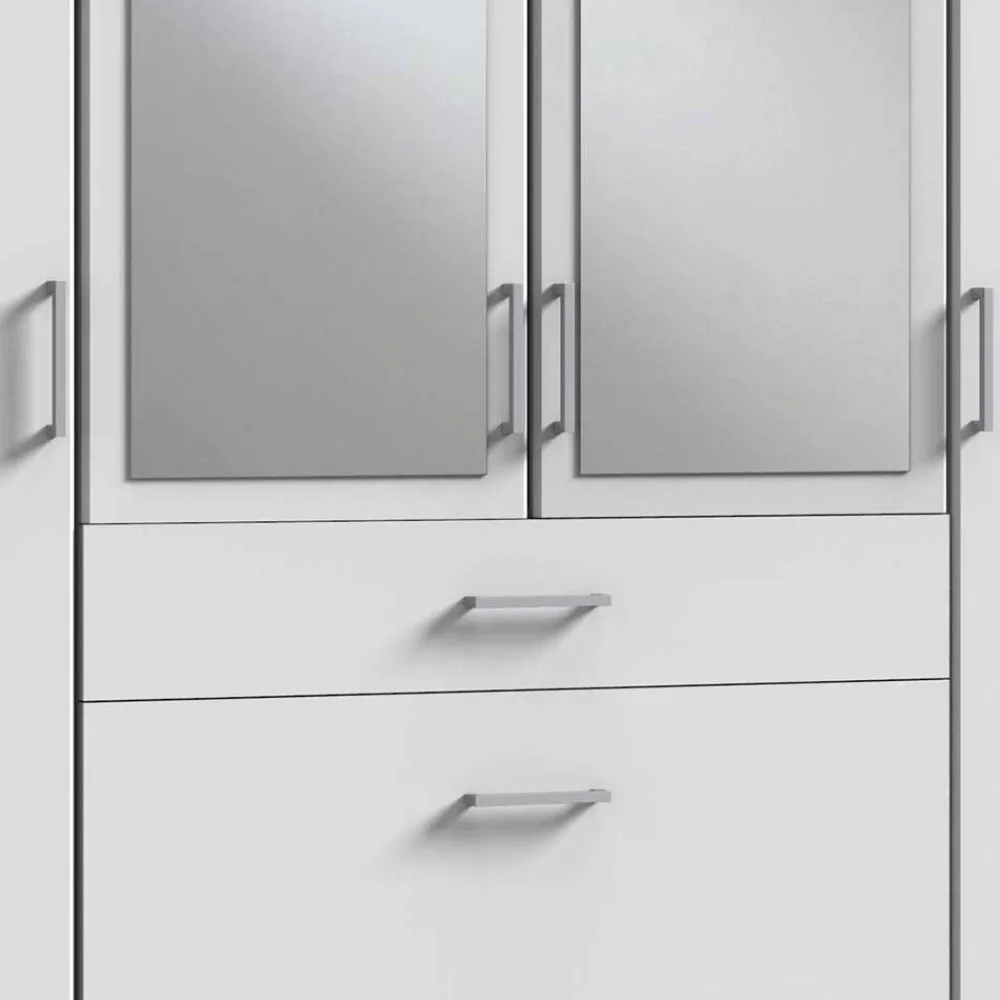 Wohnen Kleiderschränke<179x199x58 Moderner Kleiderschrank in Weiß mit Spiegeln - Cador