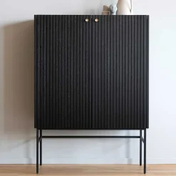Wohnen Highboards<100x140x40 Modernes Highboard in Schwarz - Gragano