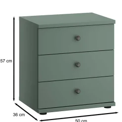 Wohnen Kommoden<50x57x36 Nachtkommode in Graugrün - Rajavo