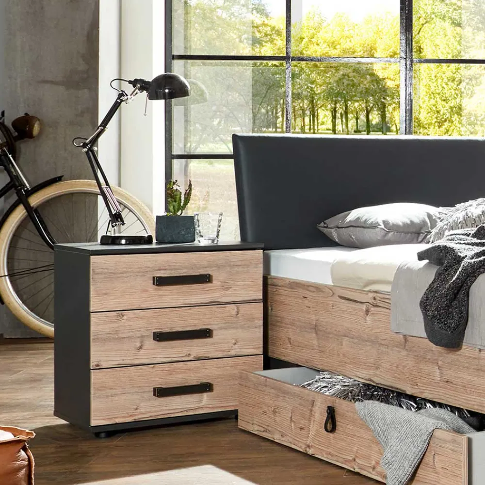 Wohnen Kommoden<52x58x38 Nachtkommode in Tanne Dekor - Ardila