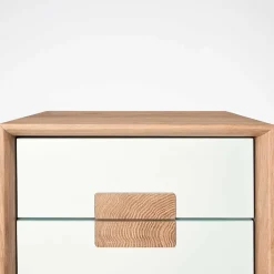 Wohnen Kommoden<40x50x40 Nachtkommode in Weiß & Eiche - Julecas