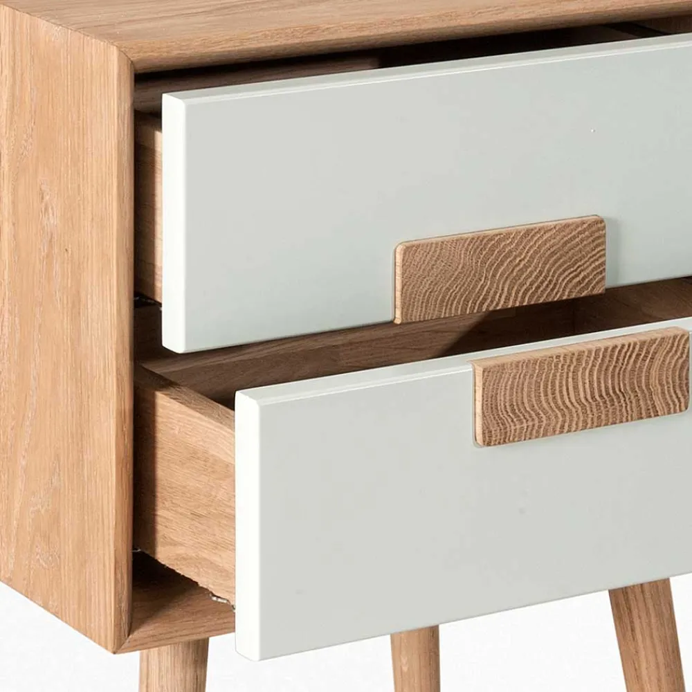 Wohnen Kommoden<40x50x40 Nachtkommode in Weiß & Eiche - Julecas