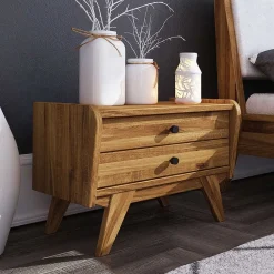 Wohnen Kommoden<55x43x39 Nachtkommode mit zwei Schubladen - Hardus