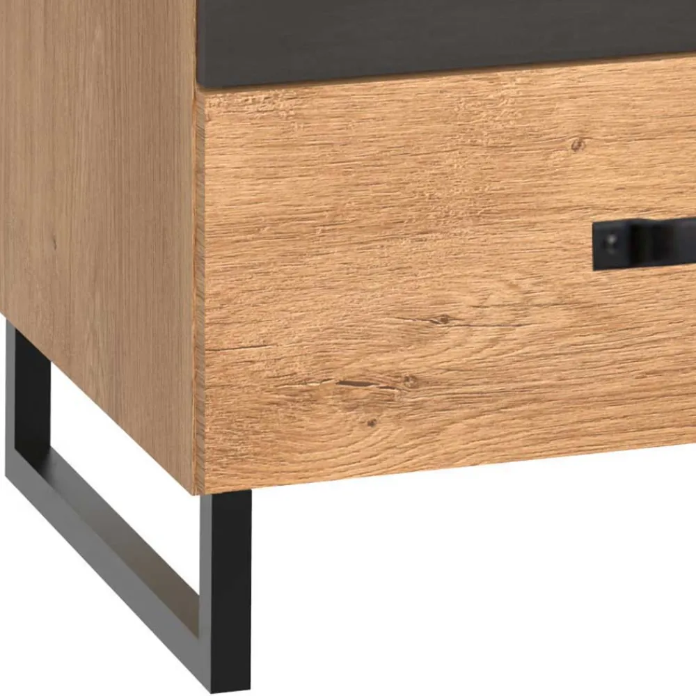 Wohnen Tv & Hifi-Möbel|Lowboards<58x45x41 Nachttisch in Eiche & Schwarzgrau - Bram