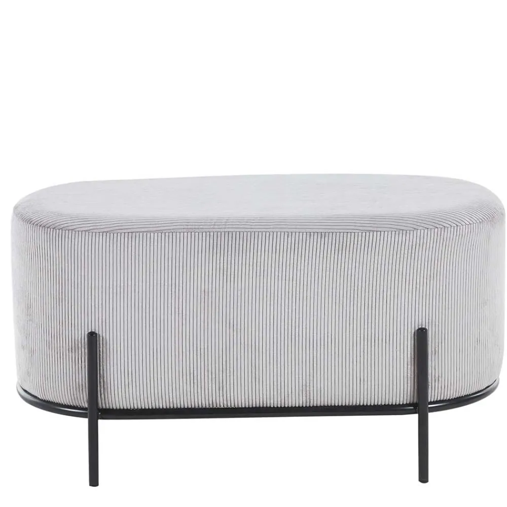 Wohnen Hocker<80x42x40 Ovaler Polsterhocker in Hellgrau - Piava