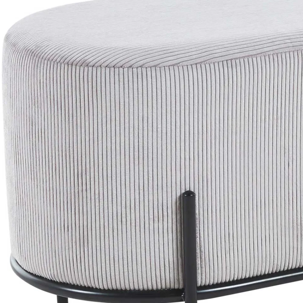 Wohnen Hocker<80x42x40 Ovaler Polsterhocker in Hellgrau - Piava