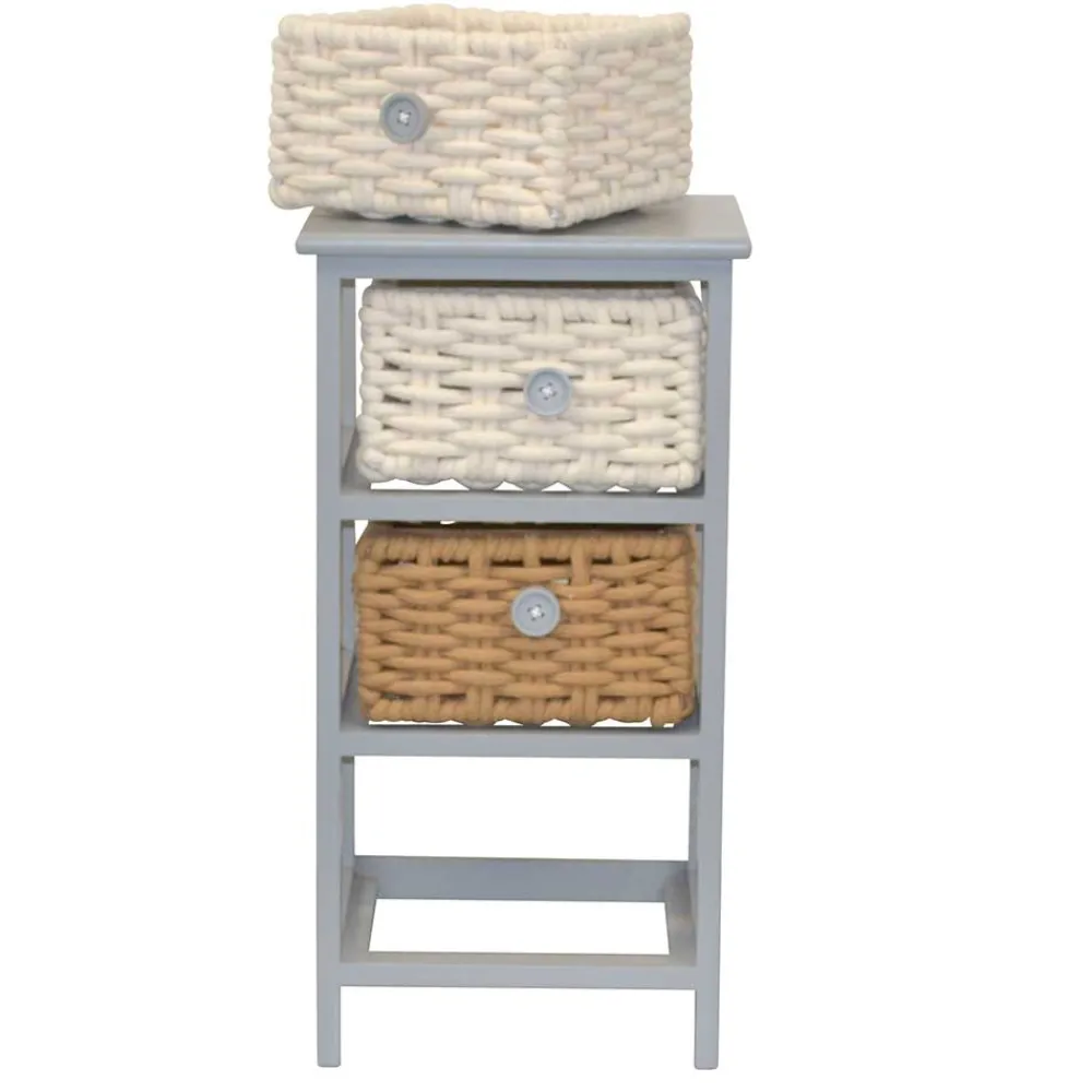 Wohnen Regale<30x58x25 Regal mit 3 Körben aus Geflecht - Nasco