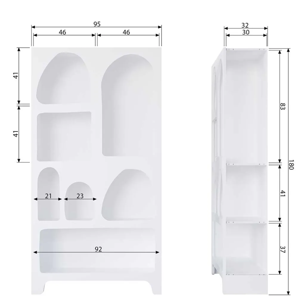 Wohnen Regale<95x180x32 Retro Design Regal in Weiß - Tom