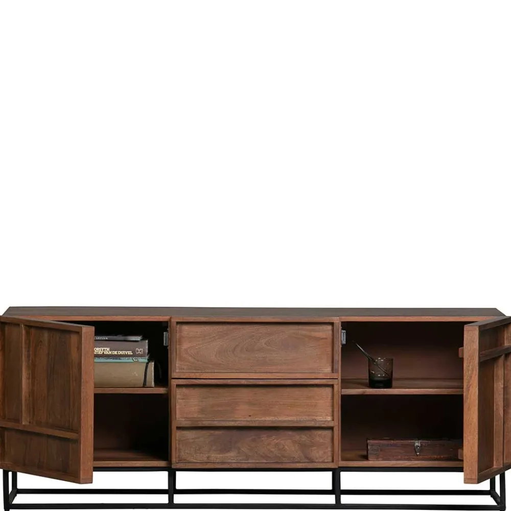 Wohnen Tv & Hifi-Möbel|Lowboards<140x54x42 Schrank aus Mango Holz mit Bügelgestell - Stuva