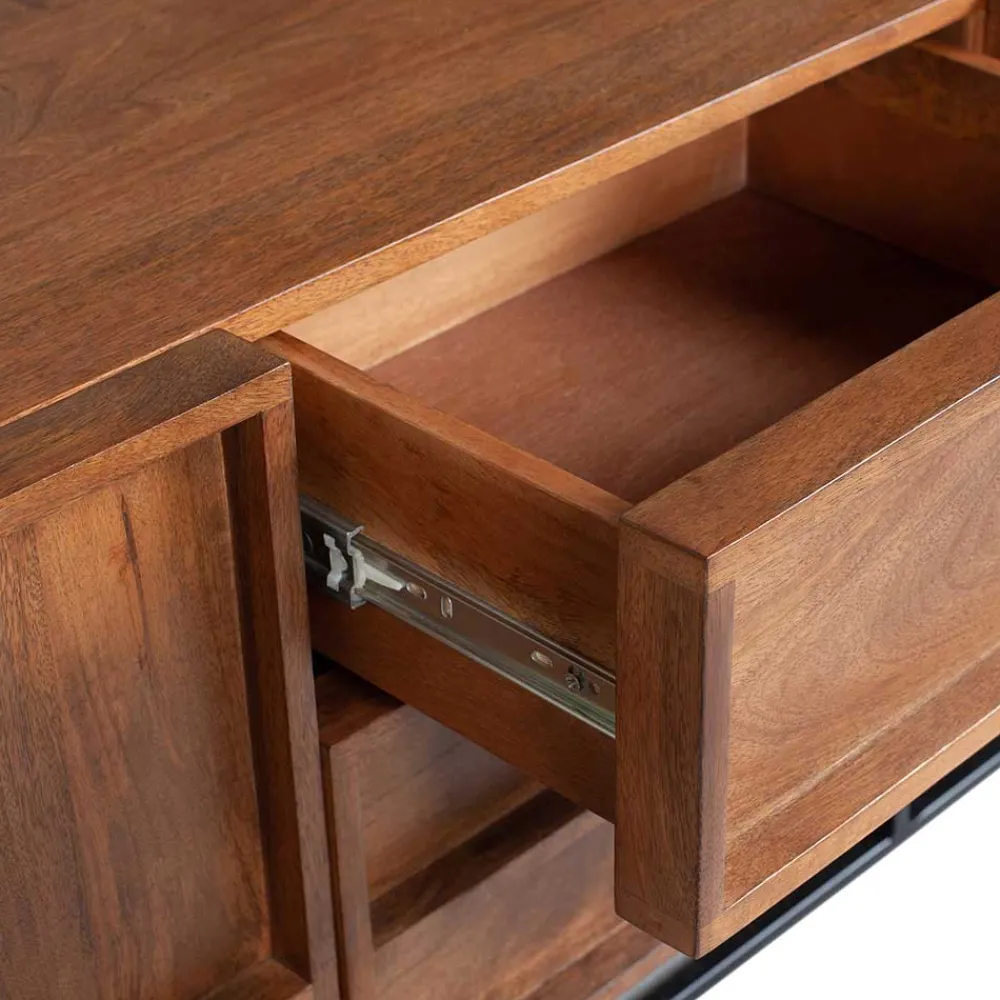 Wohnen Tv & Hifi-Möbel|Lowboards<140x54x42 Schrank aus Mango Holz mit Bügelgestell - Stuva
