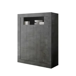 Wohnen Highboards<110x144x43 Schrank in Dunkelgrau Dekor - Zita