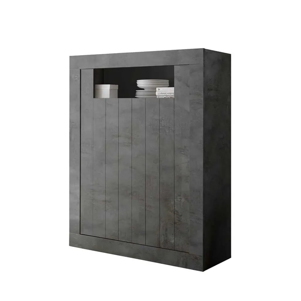 Wohnen Highboards<110x144x43 Schrank in Dunkelgrau Dekor - Zita