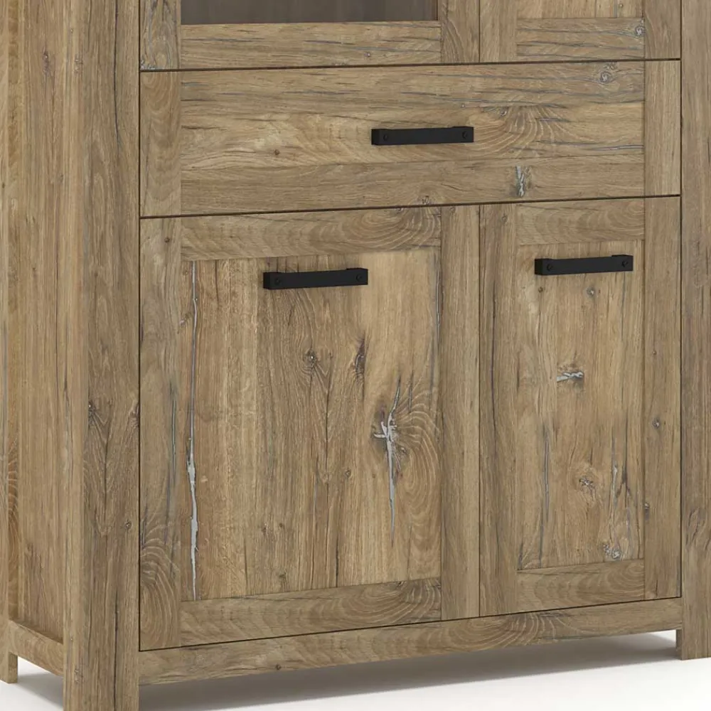 Wohnen Vitrinen<110x200x40 Schrank in Eiche Dunkel - Yoziska