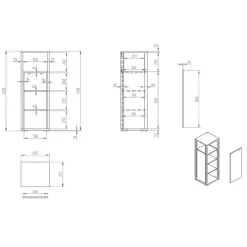 Wohnen Highboards<40x121x37 Schrank mit Fach und Tür - Ridona