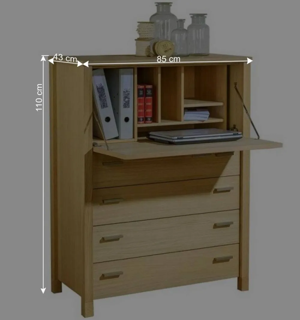 Wohnen Tische<85x110x43 Schrank mit Schreibklappe - Settsura
