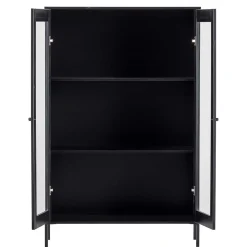 Wohnen Highboards|Vitrinen<100x155x40 Schwarze Vitrine mit Doppeltür - Neptunus