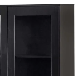 Wohnen Highboards|Vitrinen<100x155x40 Schwarze Vitrine mit Doppeltür - Neptunus