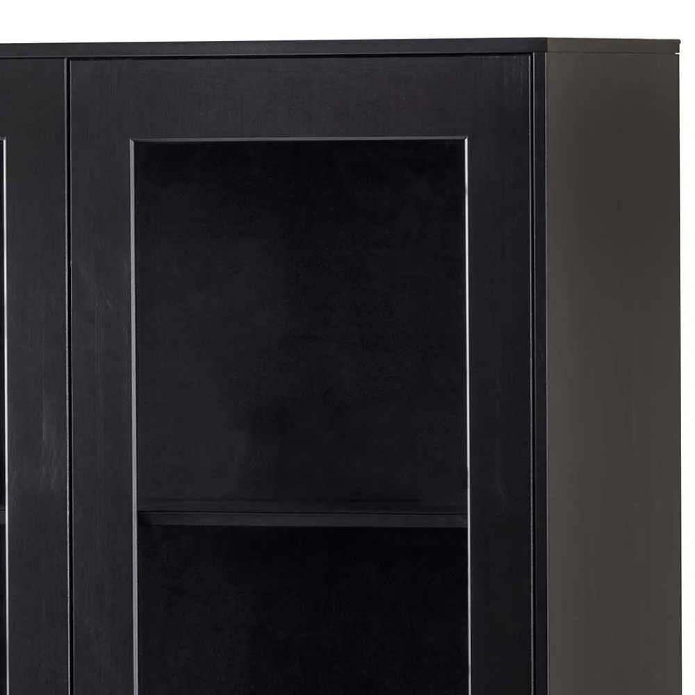 Wohnen Highboards|Vitrinen<100x155x40 Schwarze Vitrine mit Doppeltür - Neptunus