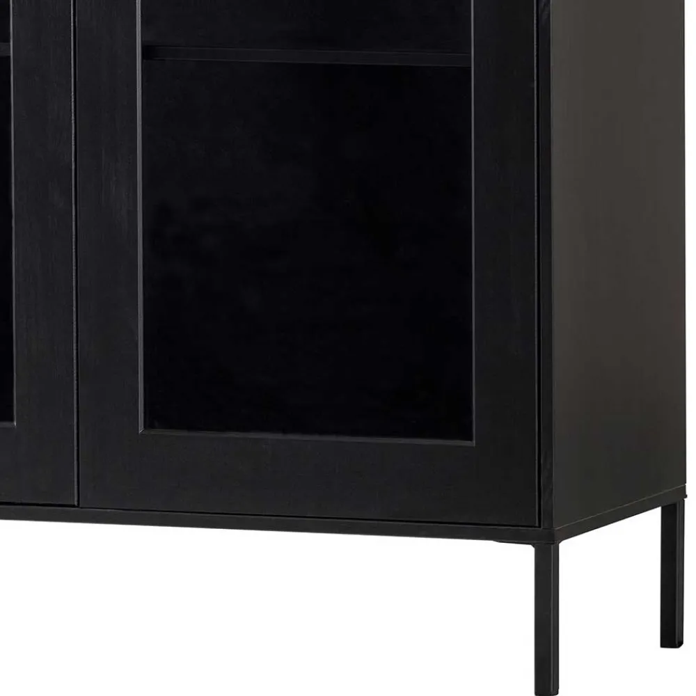 Wohnen Highboards|Vitrinen<100x155x40 Schwarze Vitrine mit Doppeltür - Neptunus