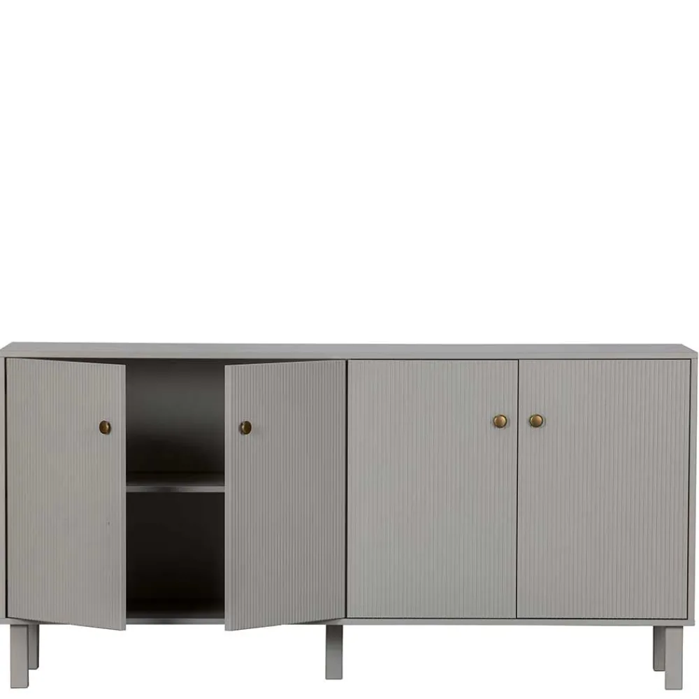 Wohnen Sideboards<160x78x46 Skandi Sideboard 4-türig in Grau - Huvina
