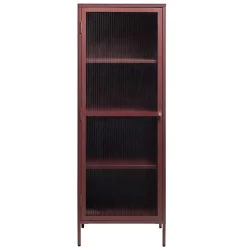 Wohnen Vitrinen<58x160x40 Stahl Vitrinenschrank in Dunkelrot - Enno