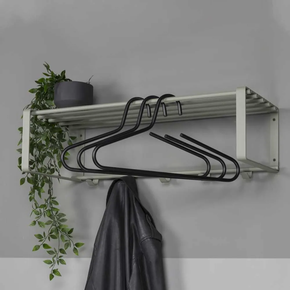 Wohnen Garderoben<70x19x29 Stahlgarderobe in Graugrün lackiert - Itulian