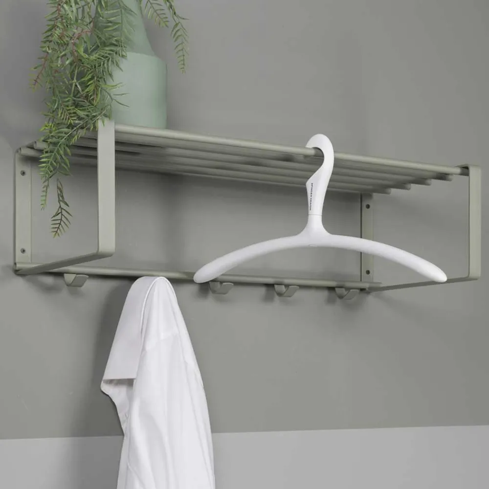 Wohnen Garderoben<70x19x29 Stahlgarderobe in Graugrün lackiert - Itulian