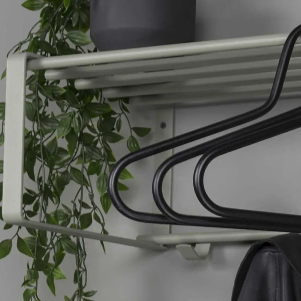 Wohnen Garderoben<70x19x29 Stahlgarderobe in Graugrün lackiert - Itulian