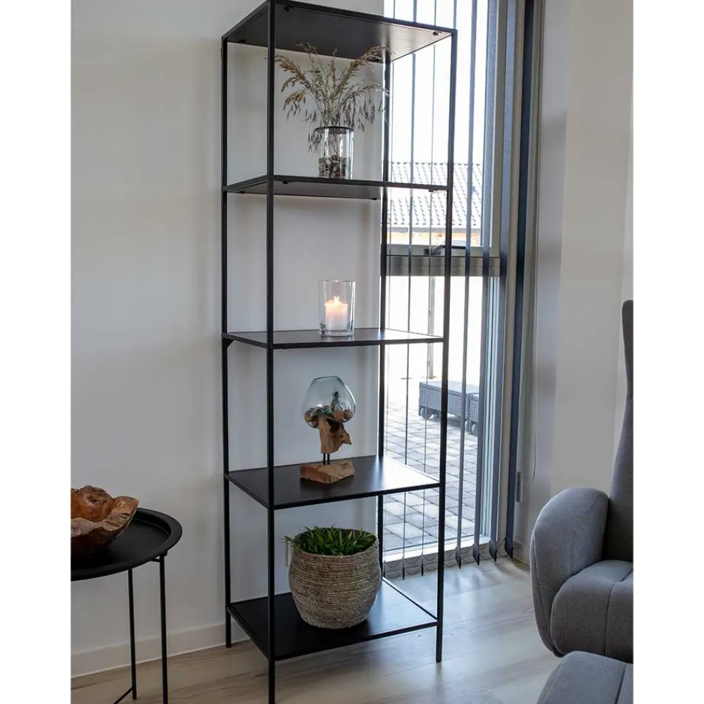 Wohnen Regale<51x170x36 Stahlregal in Schwarz lackiert - Esbessa