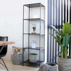 Wohnen Regale<51x170x36 Stahlregal in Schwarz lackiert - Esbessa