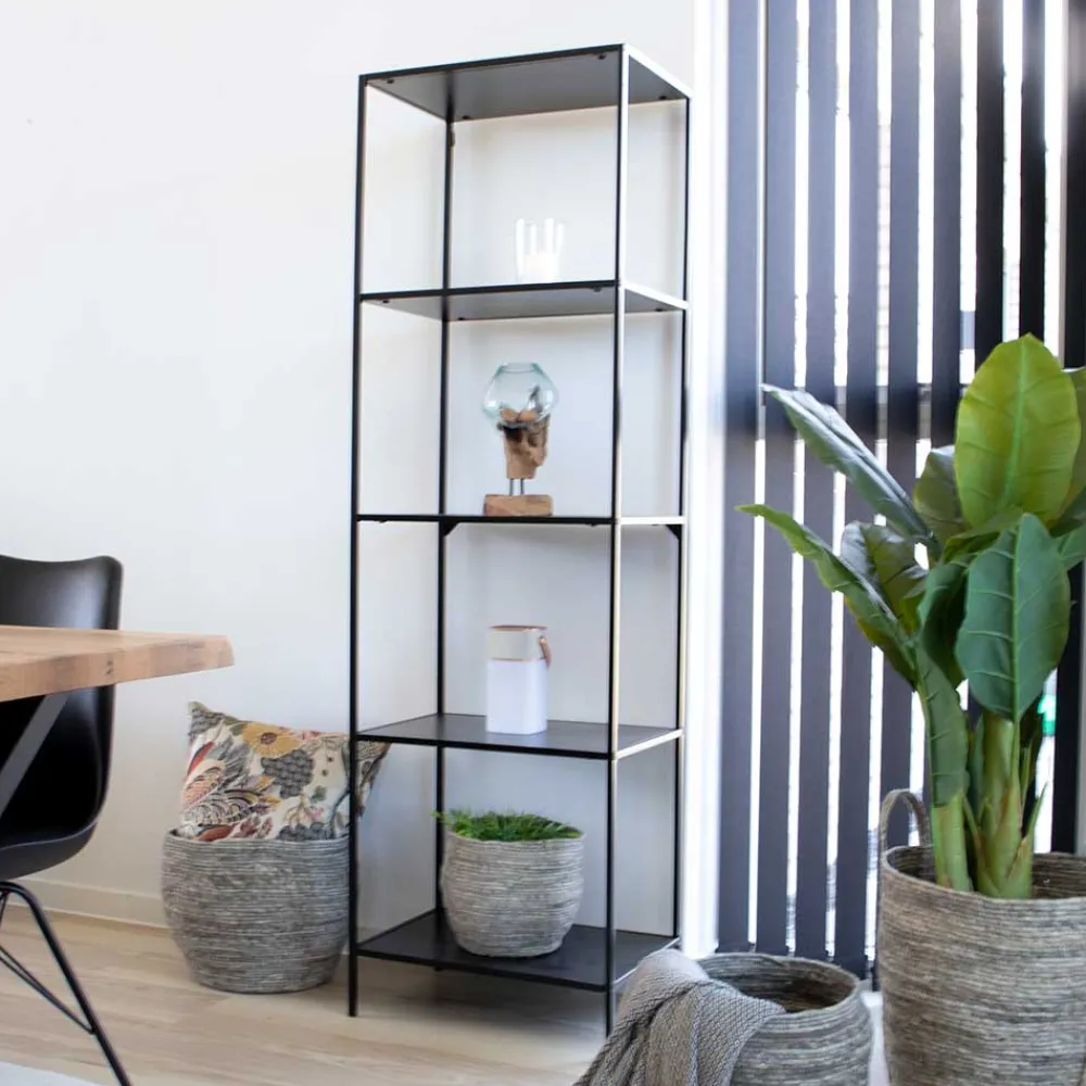 Wohnen Regale<51x170x36 Stahlregal in Schwarz lackiert - Esbessa